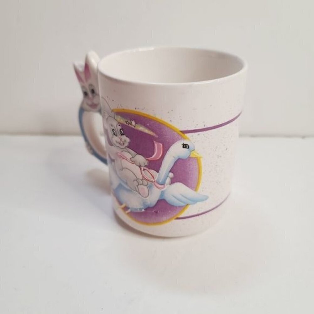 Vintage Kitsch Psychedelic Bunny Rabbit Kawaii Bunny Handle Quirky Coffee Mug - Picture 3 of 15
